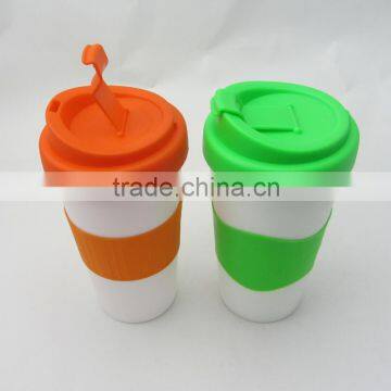 350ml new pp plastic cups with silicon sleeve keep cup