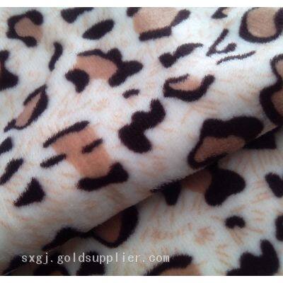 Wholesale Orange Ocelote Printed Brushed FCoral Fleeceabrics