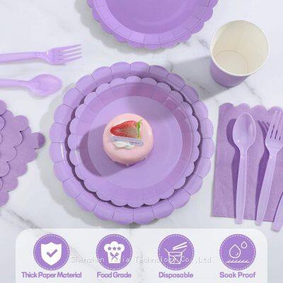 Lace Fan-Shaped Disposable Plates - Paper Cups for Kids' Birthday & Christmas