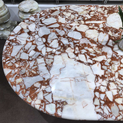 Minimalist Calacatta Red Marble Dining Table and Coffee Table Set Luxury Stone Furniture for Residential and Commercial Projects photo-3