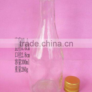 300ml glass juice bottle, 300ml glass beverage bottle with cap