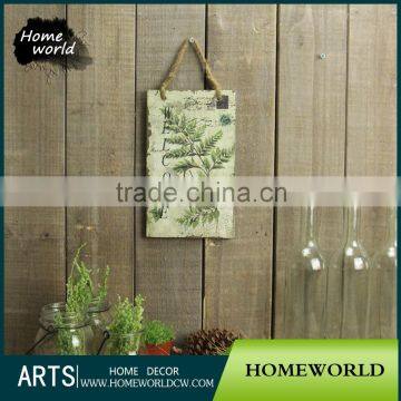 White Antique Decorative Wooden Material Word Gift Grass Wall Plaque with Printing