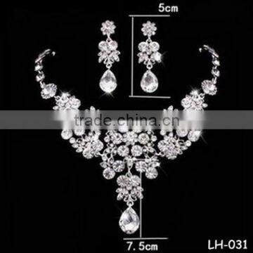 The bride wholesale jewelry necklace bridal three-piece diamond alloy jewelry set