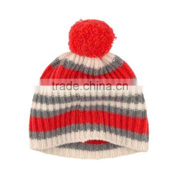 Colorful Kids Hat With Red Pom Pom Beanie Hats Wholesale Quality Choice photo-3