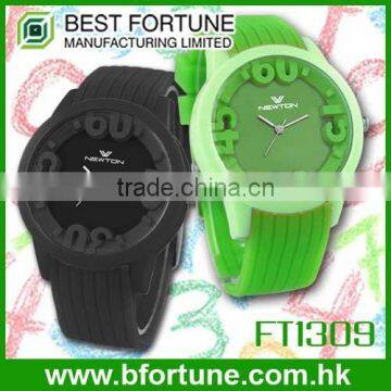 FT1309 Soft color plastic quartz 3D number dial jelly watch