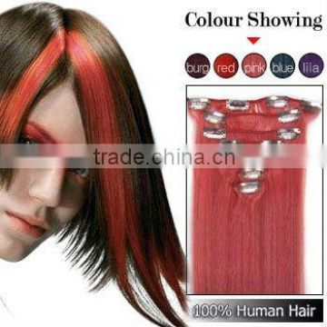 Red Color Clip In Hair Extensions Sets