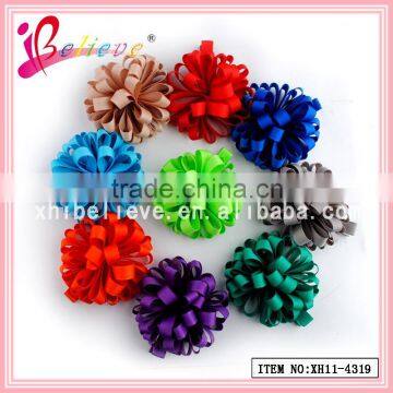 New arrival latest design fashion headwear koker curly handmade ribbon hair clip (XH11-4319)