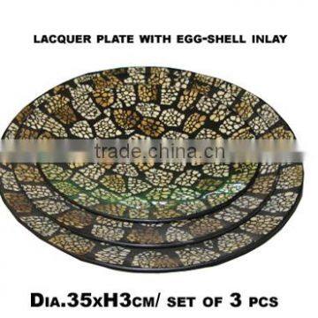New Design Lacquered Plate With Egg Shell Inlay TK Vietnam