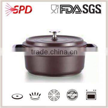 High quality SGS FDA fashion luxury wave series die casting lid metal traditional nonstick coating casserole