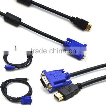 Full HD 1080 15 Pin VGA Male M/M Connector Adapter Gold Plated Converter Braided Cable for HDTV PC Laptop