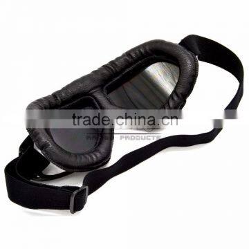 BJ-GT-007 New Arrival Black Leather Goggles Motorcycle With Clear Lens photo-6