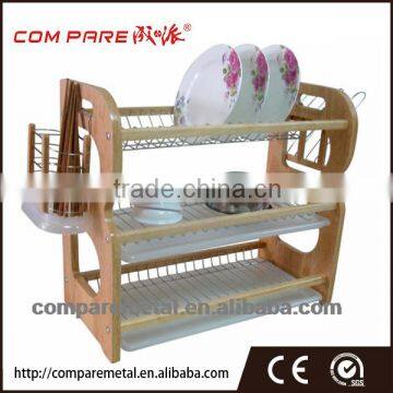 Wooden design 3 tiers dish rack