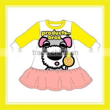 2016 Hot Sell Product Bros Baby Schaunzer Cotton Yellow Pink Clothing Dress