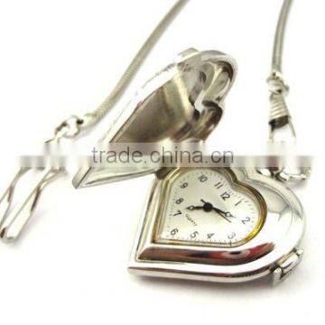 Fashion Alloy Heart Shapes Case Pocket Watch Chain for Lady