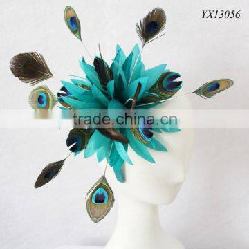 Kentucky Derby Races fascinator,Royal Ascot fascinator,teal peacock feather fascinator on headband                        
                                                Quality Choice