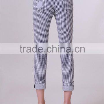 2016 YiLin Fashion Ladies Female Houndstooth Print Black and White Milk Legging