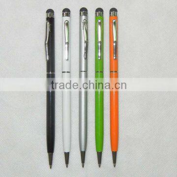 slim simple 2 in 1 metal touch screen ball pen with various color