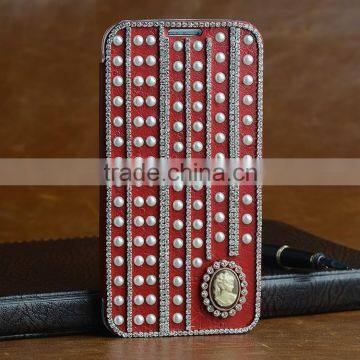 Crystal Cellphone Accessories Leather Wallet Flip Cover for Samsung s6 photo-2