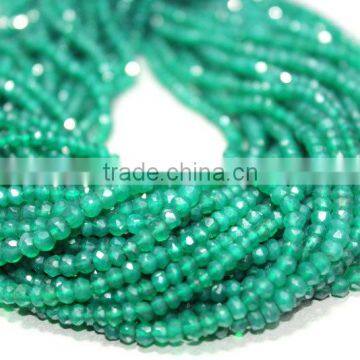 WHOLESALE LOT NATURAL GREEN ONYX 3-4MM RONDELLE FACETED LOOSE BEADS STRAND