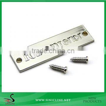 Sinicline Rectangle Silver Metal Label with Engraved Logo