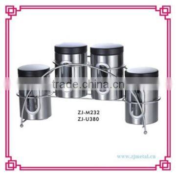 stainless steel 4pcs canister with rack