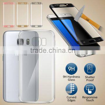 Ultra Thin Clear TPU Gel Case Cover & Tempered Glass for Samsung Galaxy S7 Edge