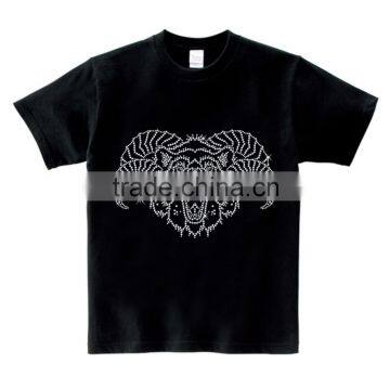 custom heat transfer rhinestone men gender cotton Tshirt