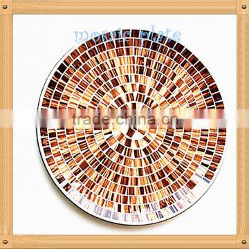 Golden Hand Painted Glass Mosaic Pattern Mosaic Plate