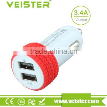 red and promotional and tire shape dual port usb car charger