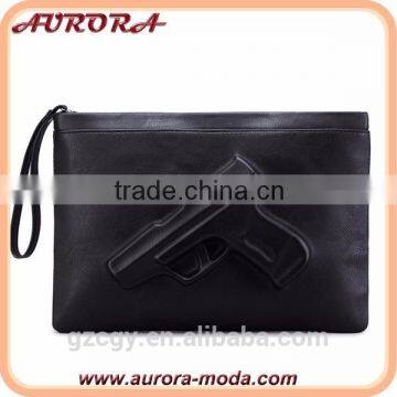 Guangzhou 3D gun pistol bag leather women clutch bag