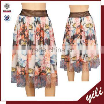 2015 fashion girls floral skirts luxury designer clothes for 18-30 days