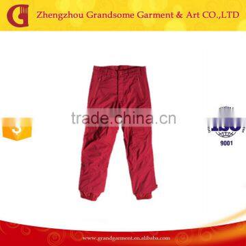 Mesh Lining Women's Red Pants with Elastic Bottom Made in China