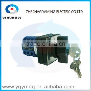 LW26-20/3S High dc voltage automatic electrical changeover rotary cam switch with a lock 3 poles 20A sliver point contacts