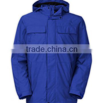 blue polyester +PU coating waterproof and windproof men rain coat