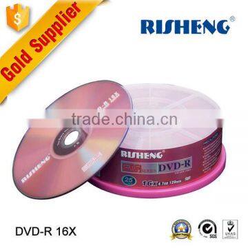 RISENG 16x 4.7GB 120MINs 16gb dvd r/blank printing dvd disc 16x/sterling silver 925 blank disc 25cake