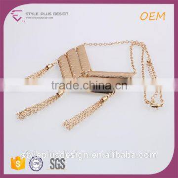 N72165I01 Small Quantity Acceptable Zinc Alloy Statement Thick Cheap Gold Teething Tassel Stainless Steel Necklace Jewelry photo-2