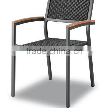 modern chair dining in teak wood armrest in soft sling back and seat