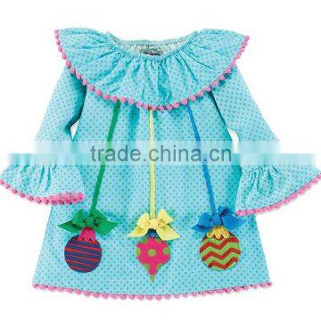 (CD903#)2-8Y ruffle girls dress long sleeve corduroy christmas dress Lovely children polka dot dress for little girls