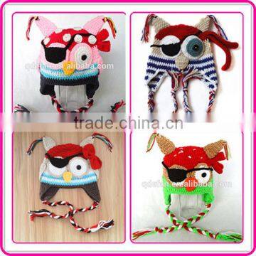 China factory wholesale cheap toddler crochet hat knit owls beanie