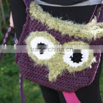 Hand crochet owl bag,owl bag thai,crochet bags