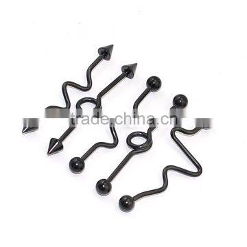 Black Titaniumed Long Industrial Barbell Ear Piercing