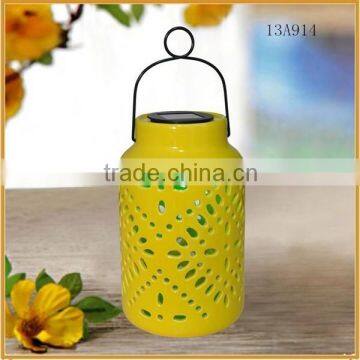 Outdoor Ceramic Hanging Lantern Solar Led Garden Rechargeable Lights photo-1