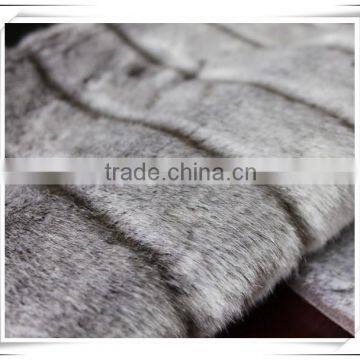 grey long pile fake fur fabric