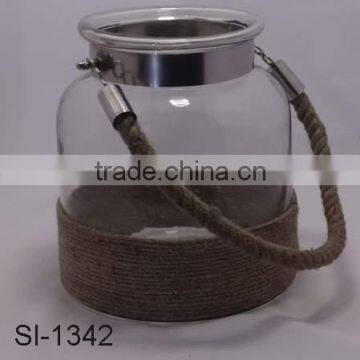 HANGING JAR LANTERN WITH BEAUTIFUL ROPE