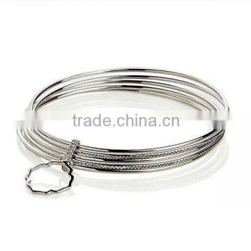 2013 Charming Diamond-Accented Charm Drop 5pc Bangle Set