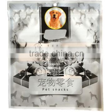 Pet snacks food packaging bag with zipper