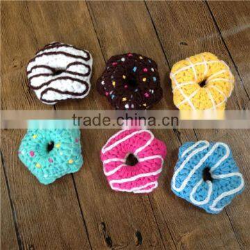 Chocolate Mini Food Toys Round Hand Crochet Donuts photo-2