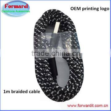 OEM logo 1m braided micro usb data cable