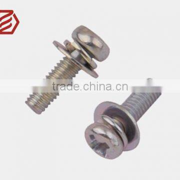 Phillips Recessed Small Pan Head Screw , Single Coil Spring Washer and Plain Washer