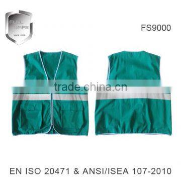 FS reflective high quality zipper safety work vest with pockets